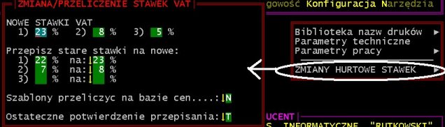 Konfig.: ZMIANA STAWEK VAT